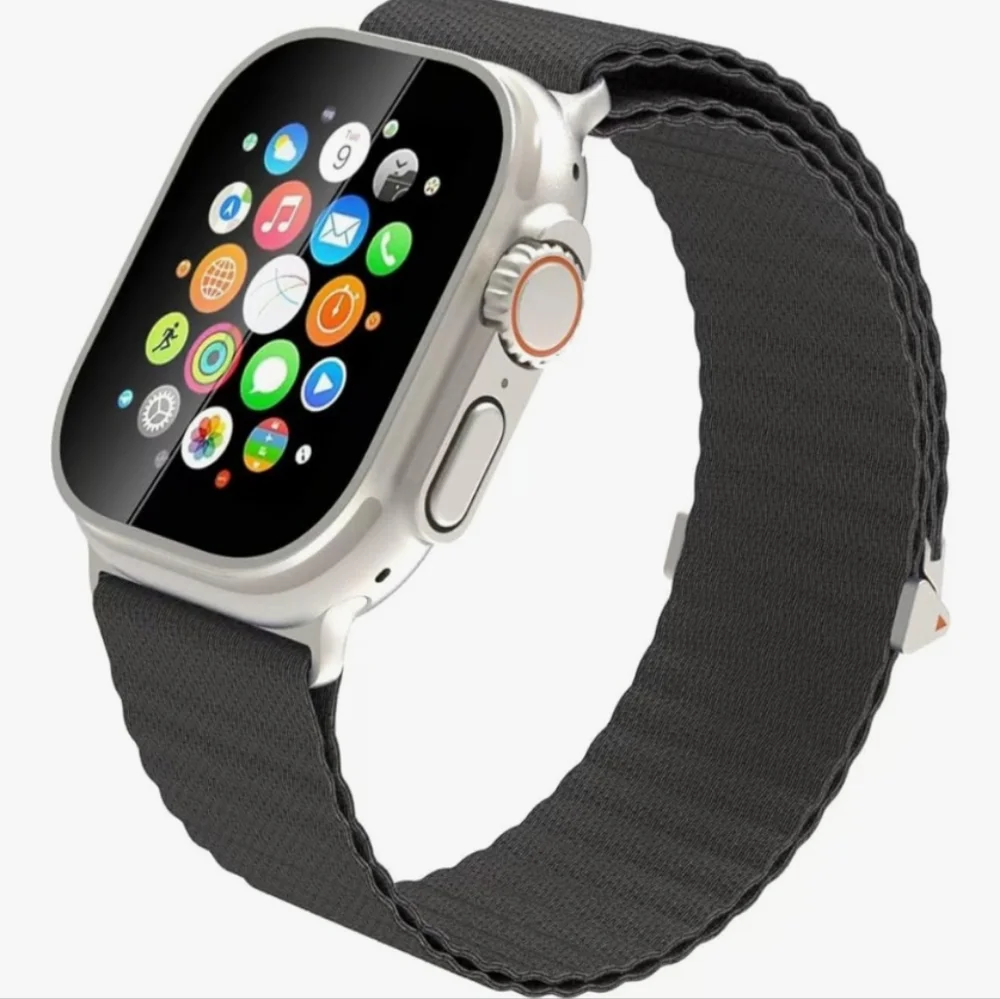 Grey Nylon Sport Loop Band Compatible with Apple Watch Band